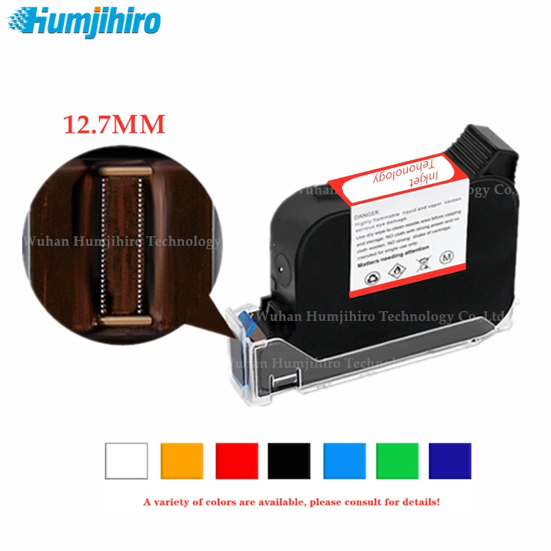 HUMJIHIRO 12.7mm Quick-drying Solvent Ink Cartridge Compatible JS10/JS12/JS21/2588+/BK42A/WK42A/RK42A Handheld Inkjet Printer