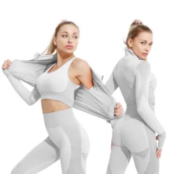 2/3Pcs Women Tracksuit Outfits Workout Clothes For Female Suit For Fitness Leggings Bra Top With Zipper Yoga Sets Gym Sportswear