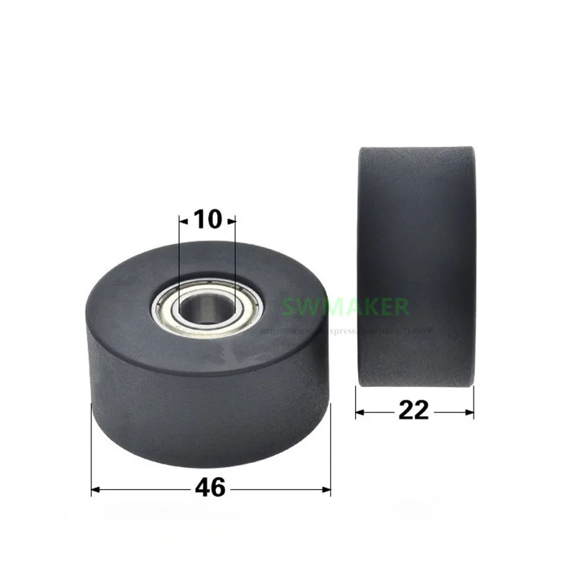 1pcs 8*46*22mm 10*46*22mm Rowing machine pulley, cushion PU polyurethane silent guide pulley, double bearing rolling pulley