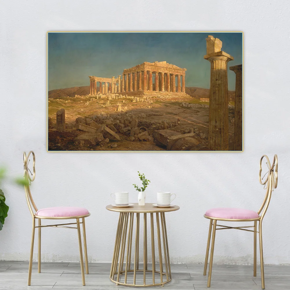 سيتون فريدريك إدوين الكنيسة 《بارثينون أثينا》 لوحة زيتية فنية قماشية عمل فني ملصق صورة خلفية جدار ديكور ديكور المنزل #2