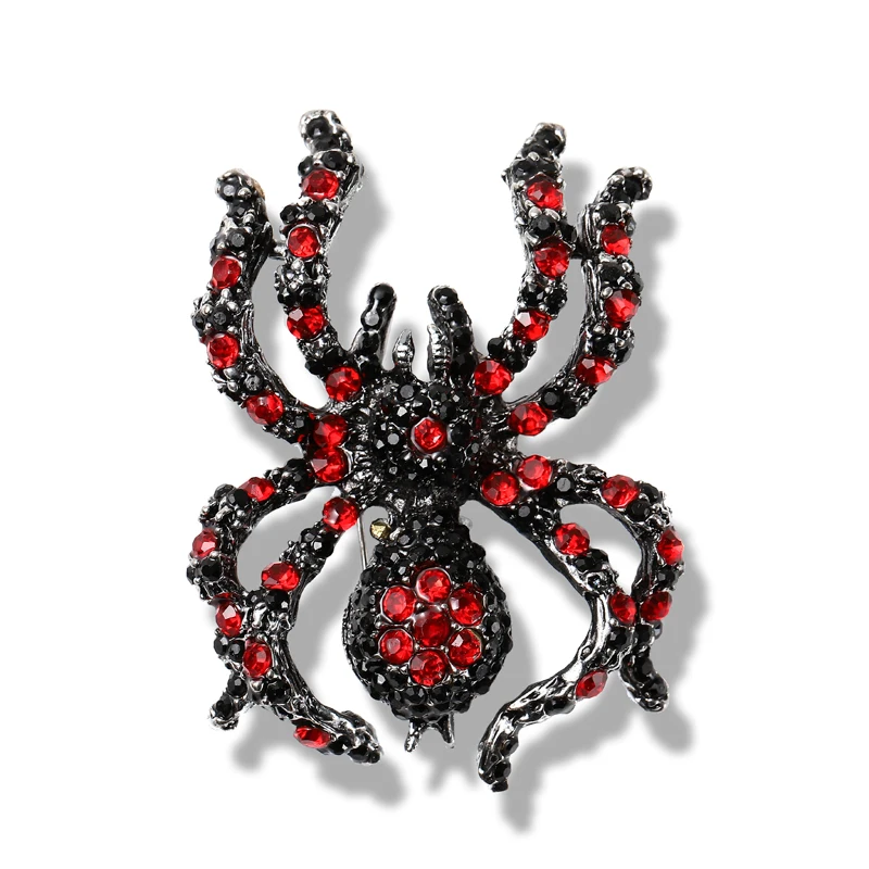 Morkopela Spider Enamel Brooch Insect Rhinestone Pin Women Men Brooches Simulated Spiders Scarf Clip Clothes Pins Jewelry