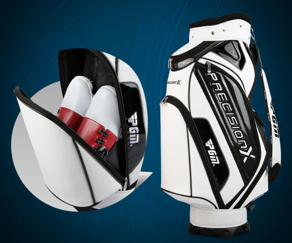 PGM Herren-Golftaschen, PU, wasserdicht, großes Fassungsvermögen, Standardtasche für 14 Golfschläger QB034 – Detail 4