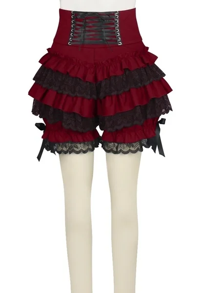 Mädchen Mode Niedlichen Schwarz Gothic Steampunk Lolita Rüsche Spitze Kürbis Zünder Baumwolle Hohe Taille Shorts Cosplay Kleiner Teufel Weibliche