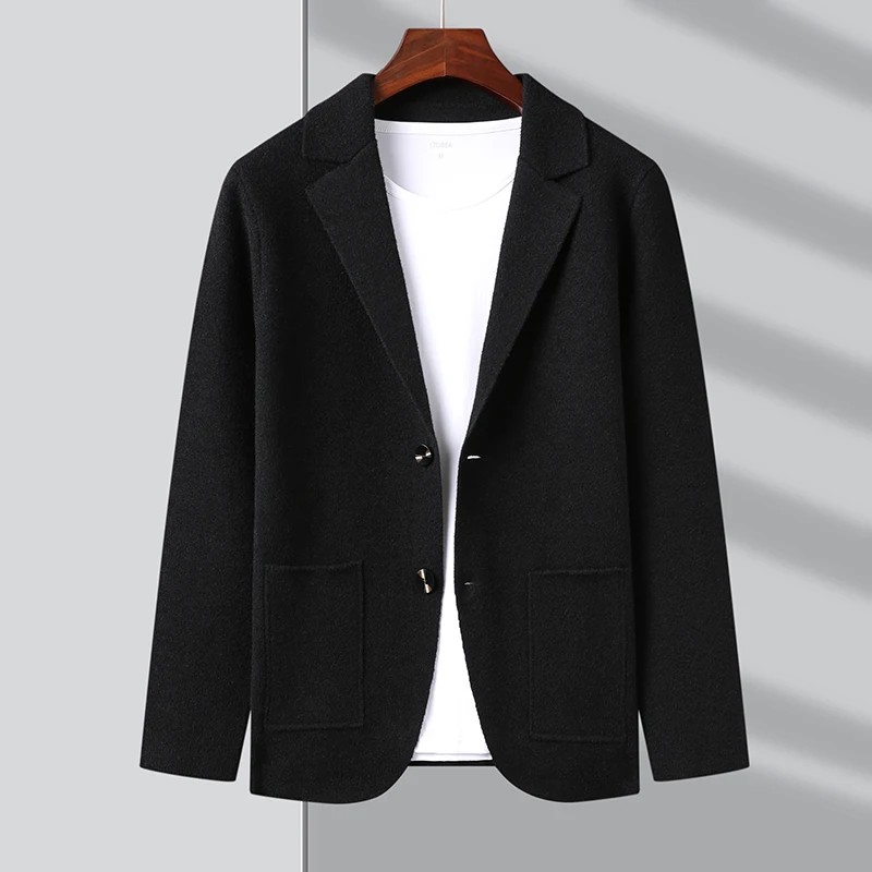 Top Grade New Autum Winter Brand Fashion Slim Fit Knit Blazer Mens Top Cardigan Sweater Casual Coats Jacket Mens Clothes 2023