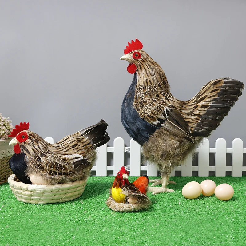 Simulation Chicken Model пасхальный декор Cock Specimen And Hen nordic décoration home Decorative Props Native Chicken Lays Eggs