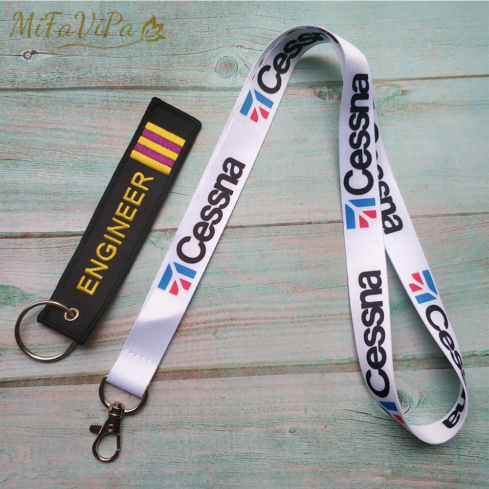 1 Set MiFaViPa Keychain Cessna Lanyards Chaveiro Key Chain llavero Lanyard for ID Card Holder CESSNA Pilot Gifts Sleutelhange