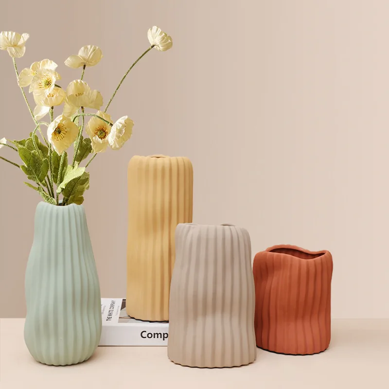 Nordic Morandi Line Glaze Ceramic Vase Decoration Flower Vase  Bedroom Study Home Wedding Table Decoration Vase Gifts