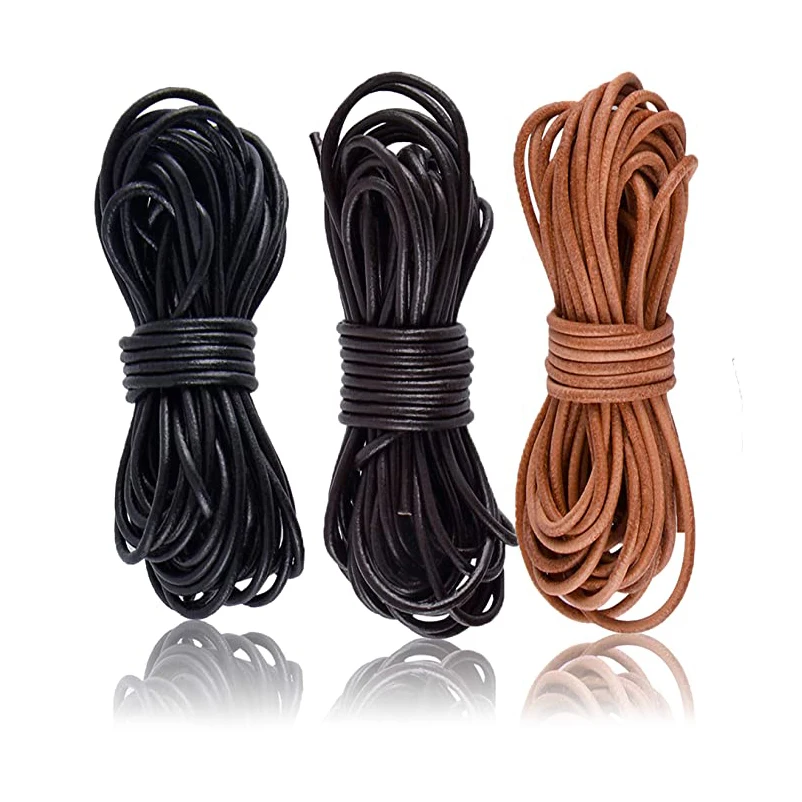 5meter 1/1.5/2/3mm Black Brown Natural Color Round Genuine Leather Cord Rope Jewelry Accessories Diy Bracelet Necklace Making