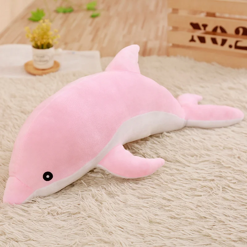 Lindo juguete de peluche de delfín rosa suave para niños, juguetes de animales marinos, sofá, almohada, cojín, regalo de decoración del hogar,