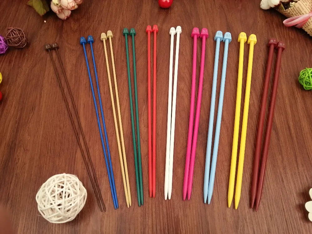 10PCS/set 25/35cm ABS&Inner core:Steel wire Stainless Single Pointed Knitting Needles set Crochet Hook Tool Craft 2.0mm-6.5mm