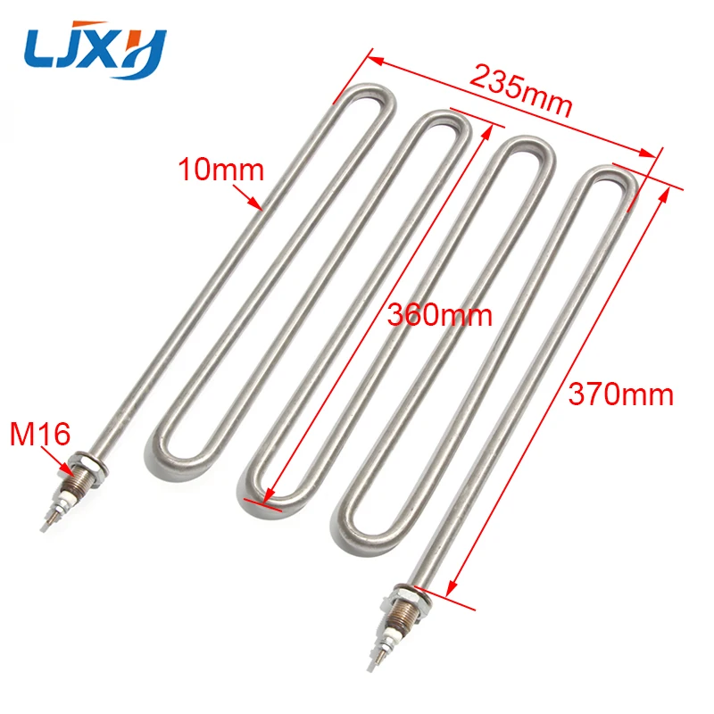 LJXH M16 4U Electric Heating Pipe All 304 SUS Tubular Double U Shape Heater Element 110V/220V/380V 3KW/4KW for Water and Oil