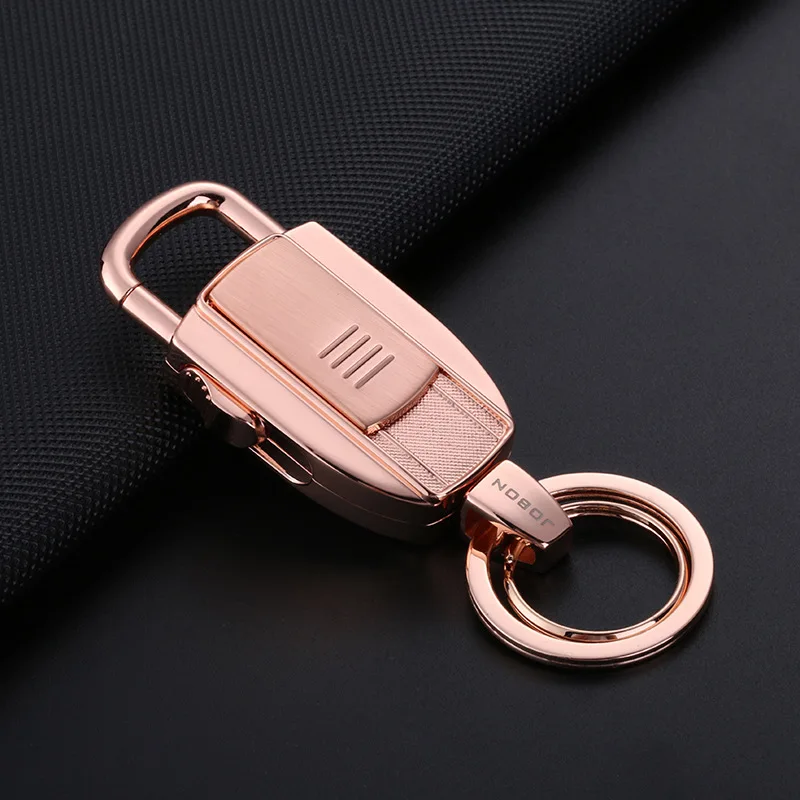 Mini Portable Rechargeable Windproof Ultra-thin Metal Creative Individuality Key Buckle Lighter Keychain USB Electric Lighter