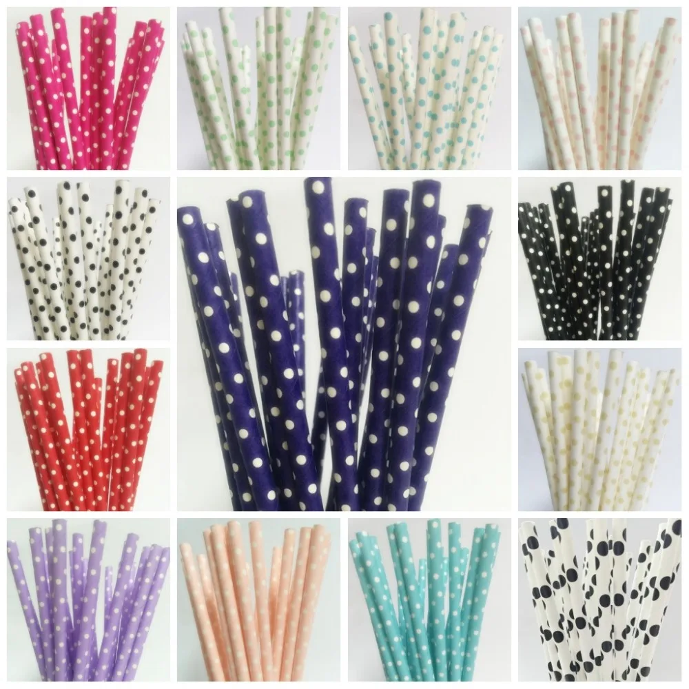 New 25pcs Paper Straws For Kids Birthday Wedding Decoration Event Party Christmas Supplies Creative Mixed Colors