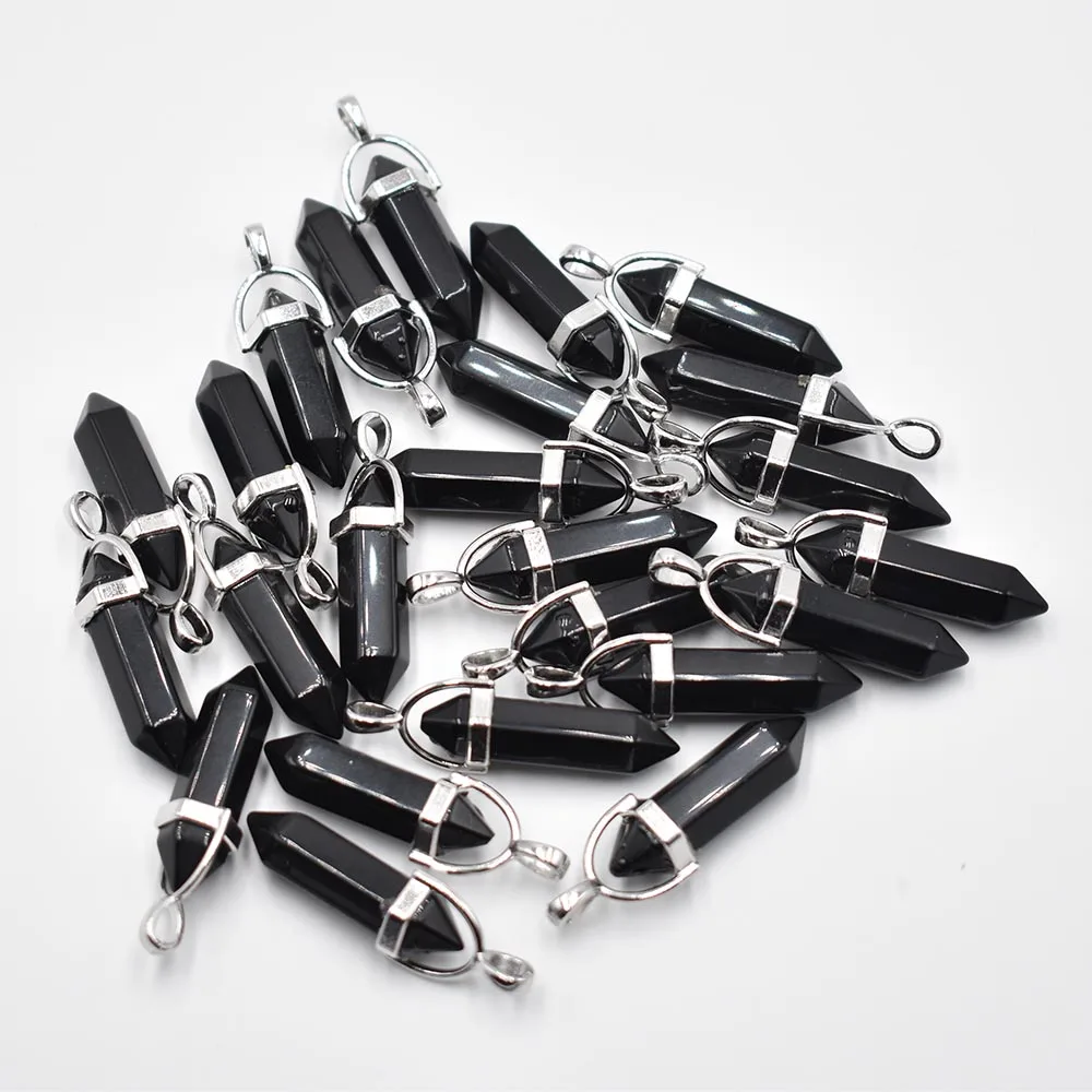 Modische Glas-Mischkristall-Säulenanhänger & Halsketten zur Schmuckherstellung, Charm-Pendel-Accessoire, 24 Stück/Los, Großhandel, versandkostenfrei. – Detail 9