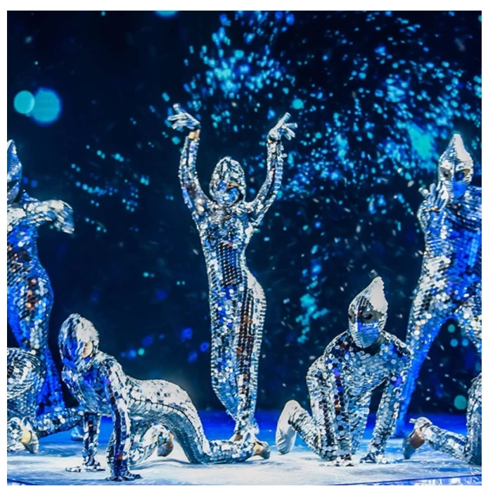 

Сексуальный зеркальный костюм для женщин и мужчин, зеркальное платье, сценический костюм DS, вечерние комбинезон для ночного клуба, танцевальный костюм для бара GoGo