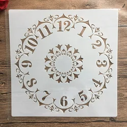 30 * 30cm size diy craft mandala clock mold for painting stencils stamped photo album embossed paper card on wood, fabric, wall