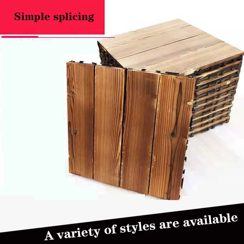 Antiseptic wood floor outdoor terrace balcony carbonized wood outdoor courtyard pineapple DIY splicing