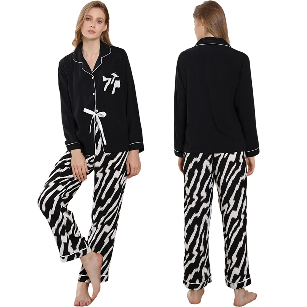 Frühjahr/Sommer Langarm Pyjamas Anzug Frauen Lose Nachtwäsche Stehkragen Freizeit Nachtwäsche Damen Lounges Baumwolle Pyjama Sets