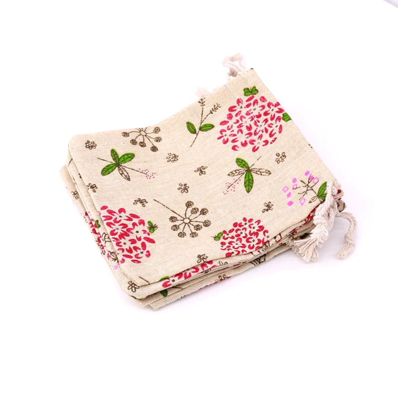 5PCS 14*16cm Cotton Gift Bags Reusable Muslin Drawstring Pouches Jewelery packaging & display Bag Christmas gift Candy Bag