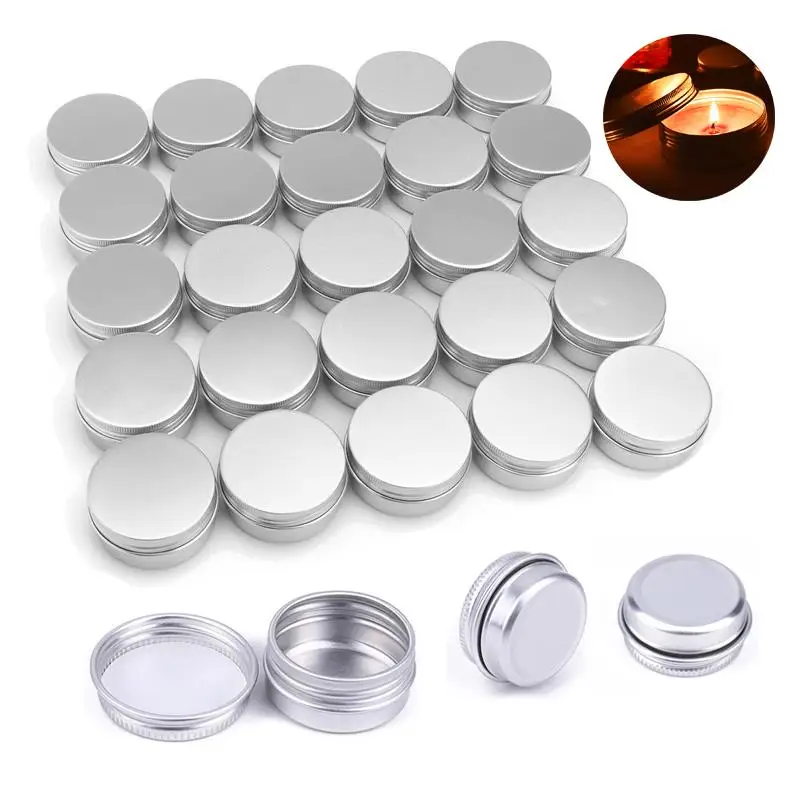 10Pcs Round Metal Aluminum Box Candle Jar Storage Empty Pot Plain Screw Top Silver Cans Cream Cosmetic Container 5/10/30ml