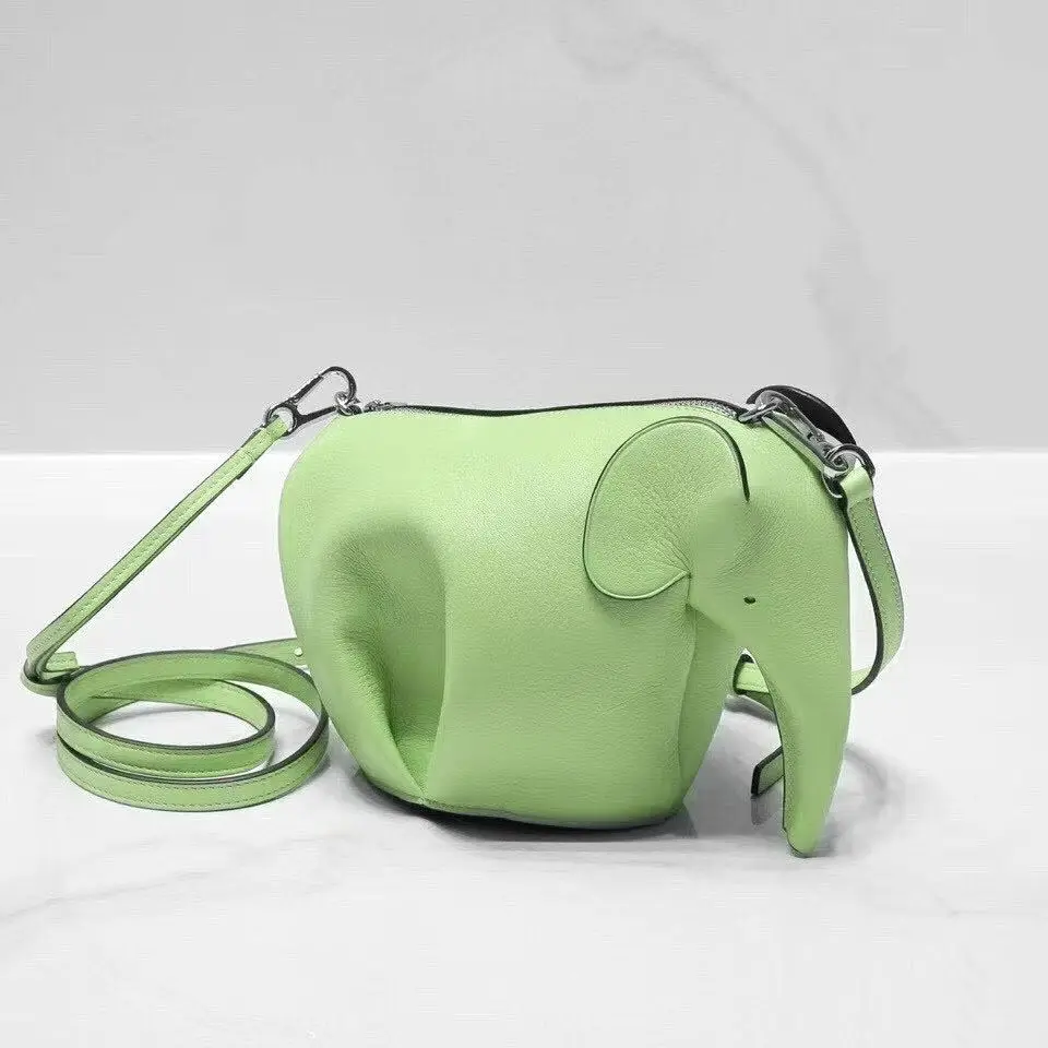 Gray Elephant Bag  Cowhide Leather  Customized Cute Animal Shaped Crossbody Purse- Customize Color ,Style , Initial Name