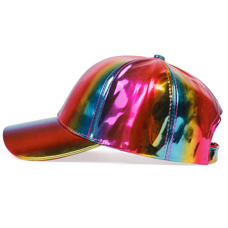 2024 New Fashion rainbow color discoloration cap leather baseball cap hip-hop Snapback Hats Adjustable dad hats