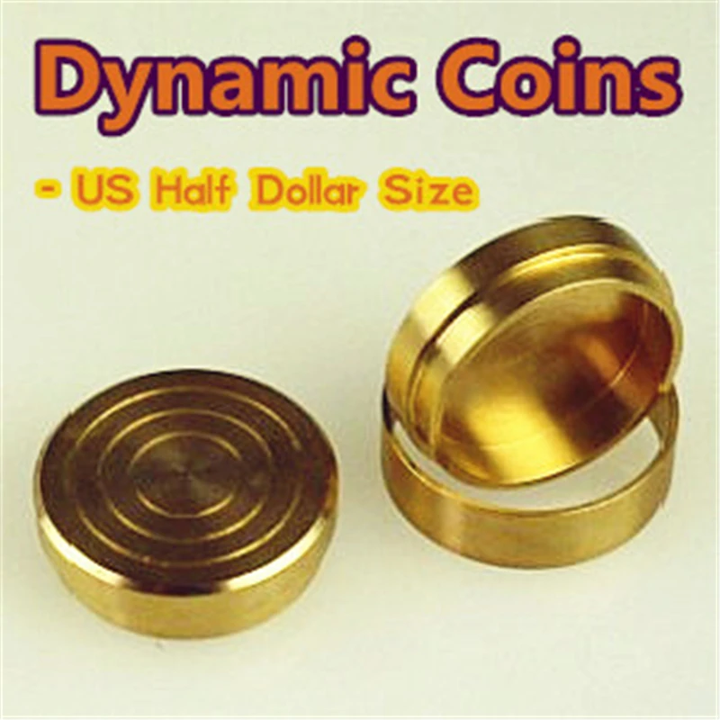 Copper Dynamic Coins (US Half Dollar Size ) Magic Tricks Fly Coin Maney Magic Props Close Up Street Coin Money Magic