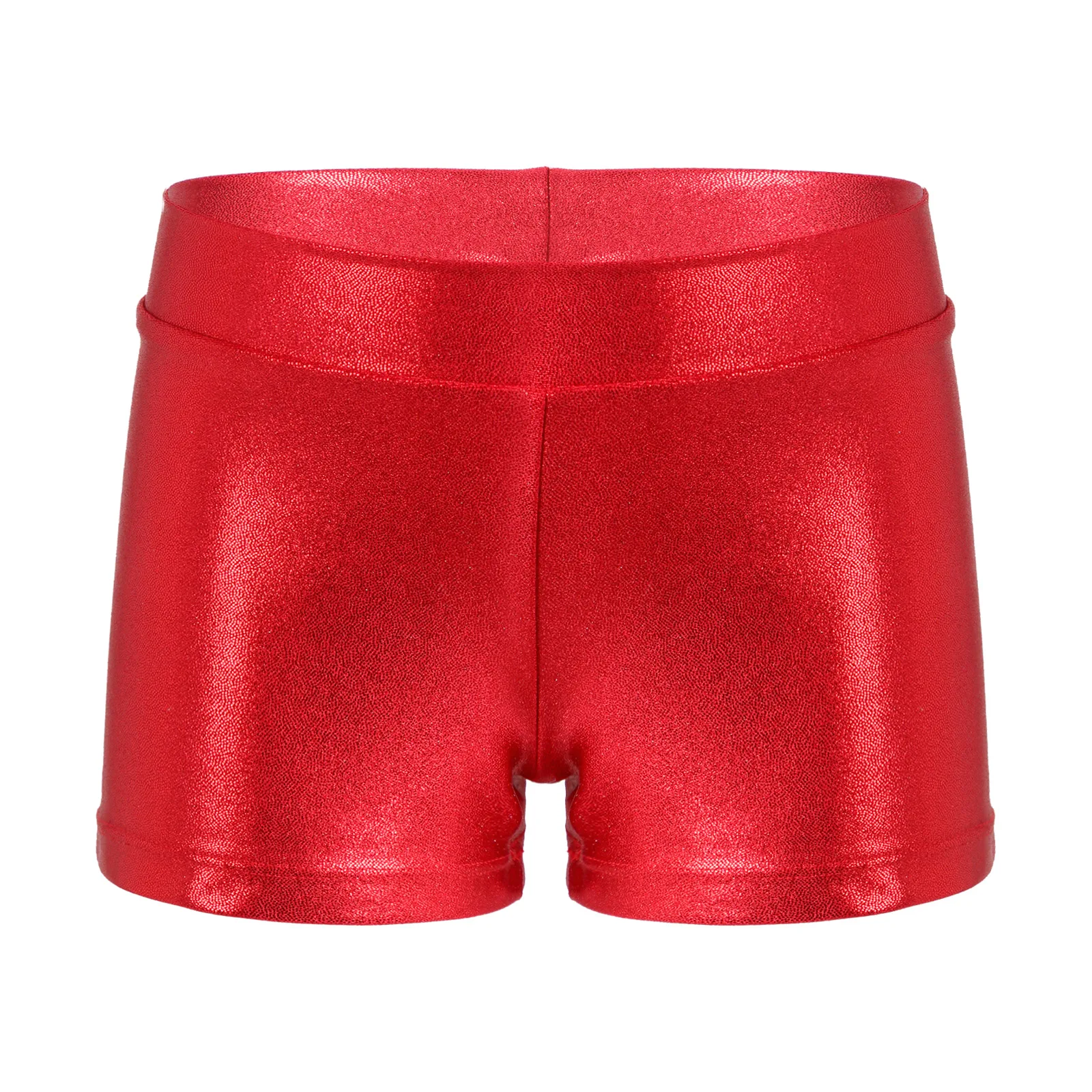 Kids Girls Gymnastics Dance Shorts Modern Jazz Dance Clothing Shiny Metallic Elastic Waistband Gym Workout Sport Dance Shorts