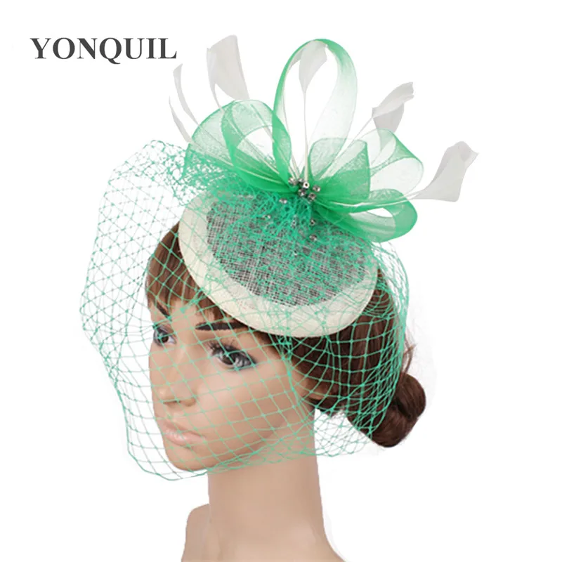 Women Elegant Ladies Wedding Millinery Fascinators Accessories Feathers Chapeau Caps Hair Clips Party Tea Mesh Married Headwear