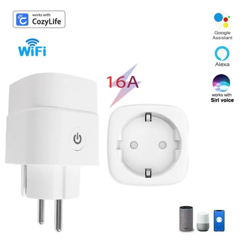 

Tuya Smart 16A EU Plug WIFI Wireless Remote Electrical Smart Power Socket Timer Plug Voice Control Work With Google Home Alexa