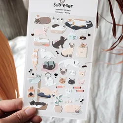 Suatelier Meow naklejki z kotami Scrapbooking materiał pamiętnik papiernicze dekoracyjne dziennik naklejki DIY Craft hobby dostaw