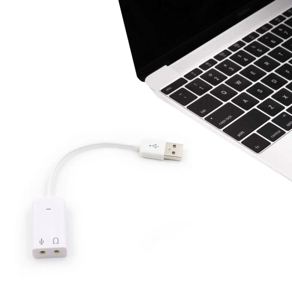 Carte son avec cé ble USB 2.0 virtuel 7.1, adaptateur Audio externe, blanc, pour ordinateur portable et Mac