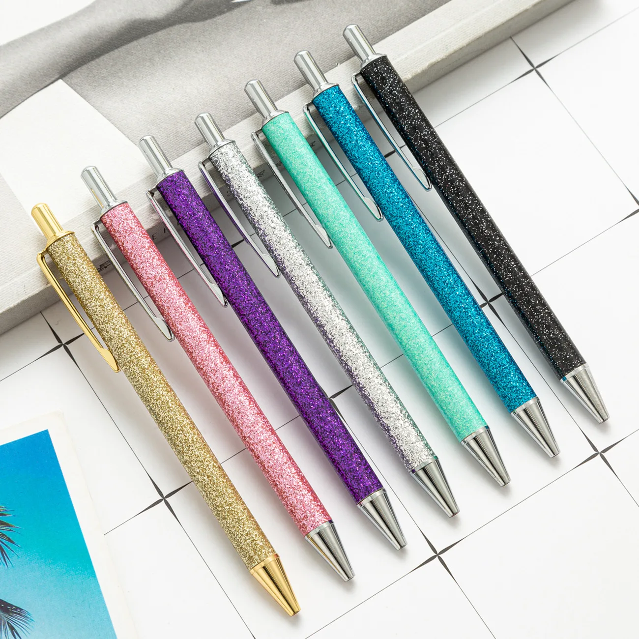 Click Ball Pen Stationery  School Accessories  Multi Color Ballpen Metal Gift Business Pen