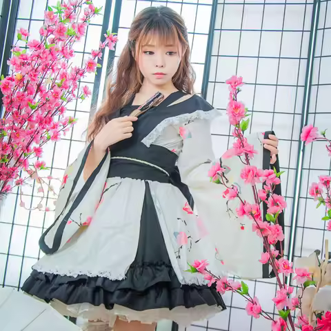 Anime Cosplay Lolita Halloween Fancy Dress Cotton Japanese Kimono Lovely Cos Dress