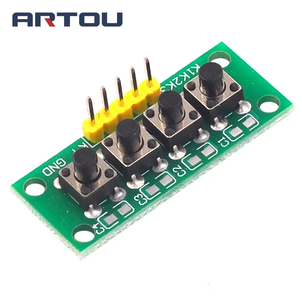 1x4 4 Keys Button 5 Pin Keypad Keyboard Module Mcu Board for Arduino Student Class Design Graduation Project Experiment DIY Kit