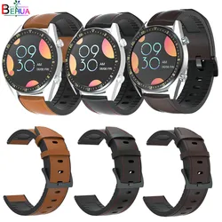 22mm silicone +Leather Straps Watchband Wristband For Samsung Gear S3/For Huawei Watch GT GT2 /Amazfit GTR 47mm Smart Wriststrap