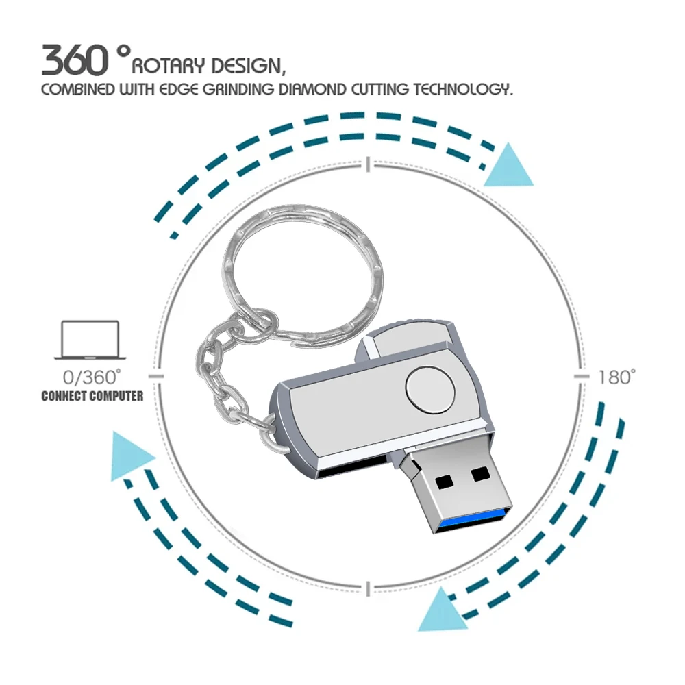 Movimentação de aço inoxidável do flash de usb 3.0 gb da movimentação 128 da pena de usb 8gb 16gb 32gb 64gb pendrive com movimentação do flash do chaveiro