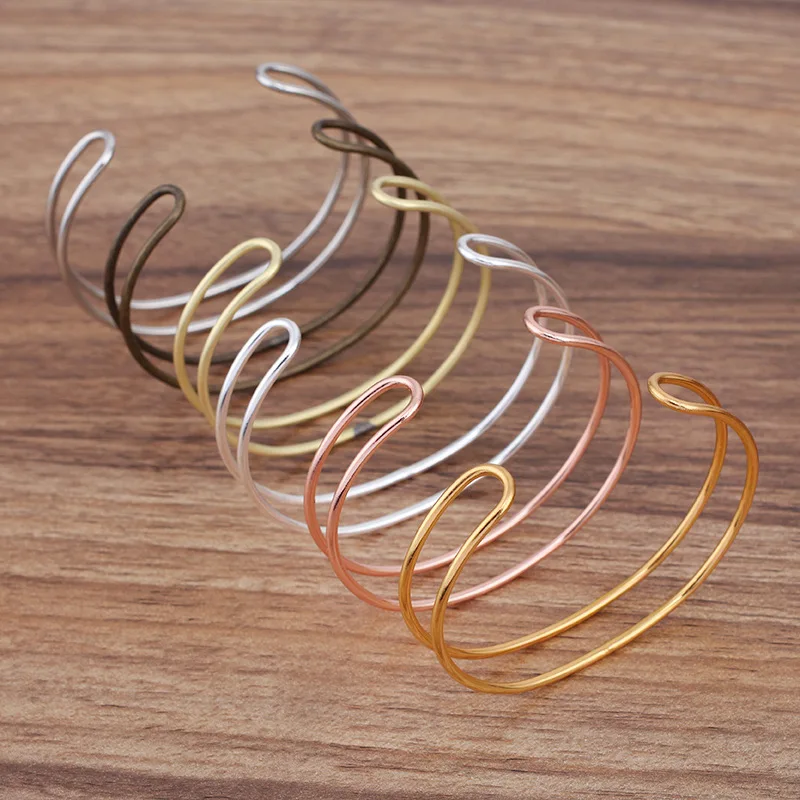 10pcs DIY Copper Double Wire Bangle Bracelet Base Blanks Cuff Bracelet Settings For Men Women Hand Crafts Jewelry Accessories