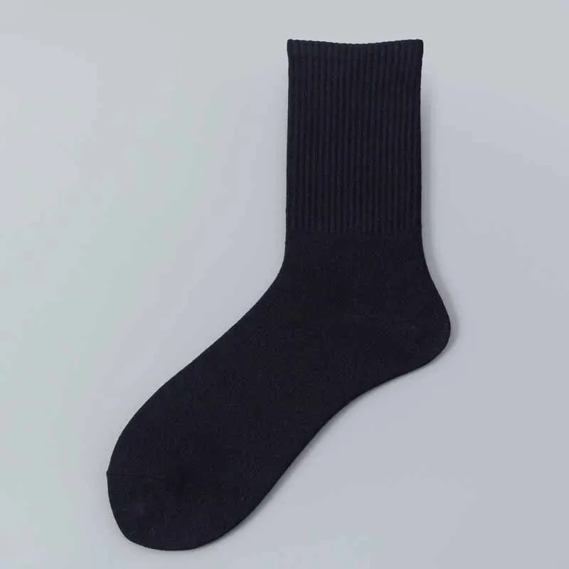 Chaussettes de couleur unie pour hommes, grandes tailles, pour affaires, Harajuku, confortable, respirant, pur coton, déodorant, noir, 45 46