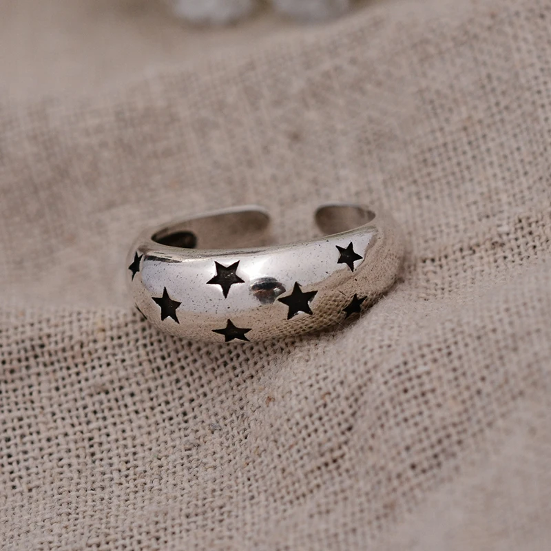 Anillo de fiesta de plata tailandesa con estrella completa elegante, joyería al por mayor para mujer, regalo de cumpleaños, No se decolora