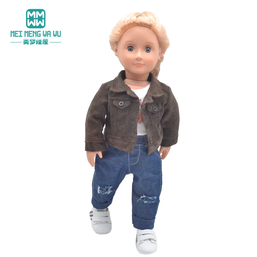 Clothes for Doll Fit 45 cm American Doll Accessories Fashion Denim Shorts Woolen Coat Jacket Dress Gift