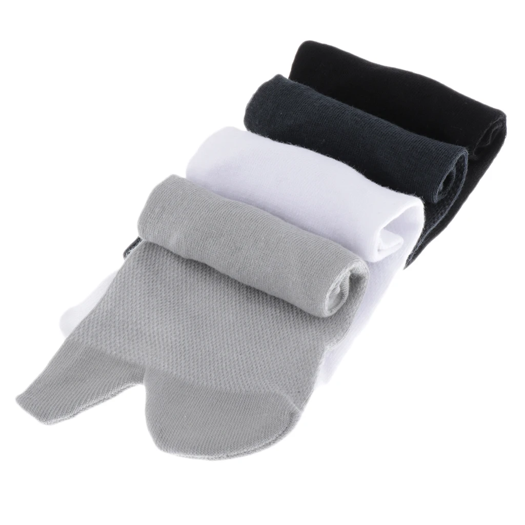 4 Pair Elastic Cotton Sandal 2 Toe Socks Anti-Slip Japanese Geta Tabi Socks
