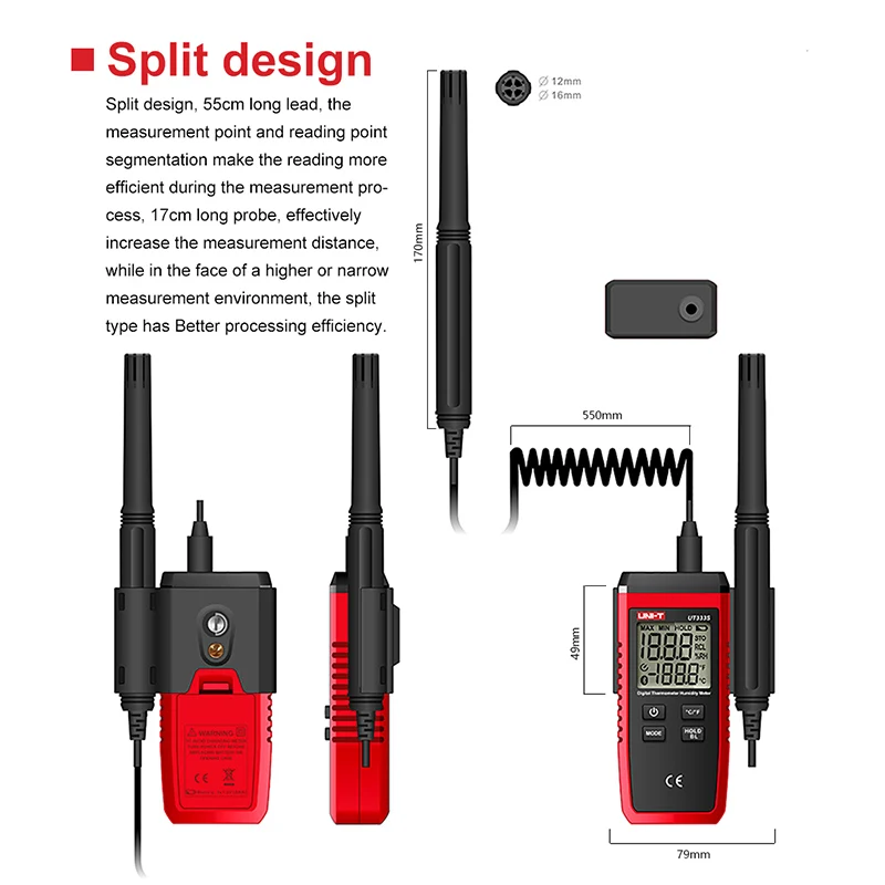 UNI-T UT333S Mini Temperature Humidity Meter Outdoor Hygrometer Overload Indication Unit Conversion LCD Backlight hygromet