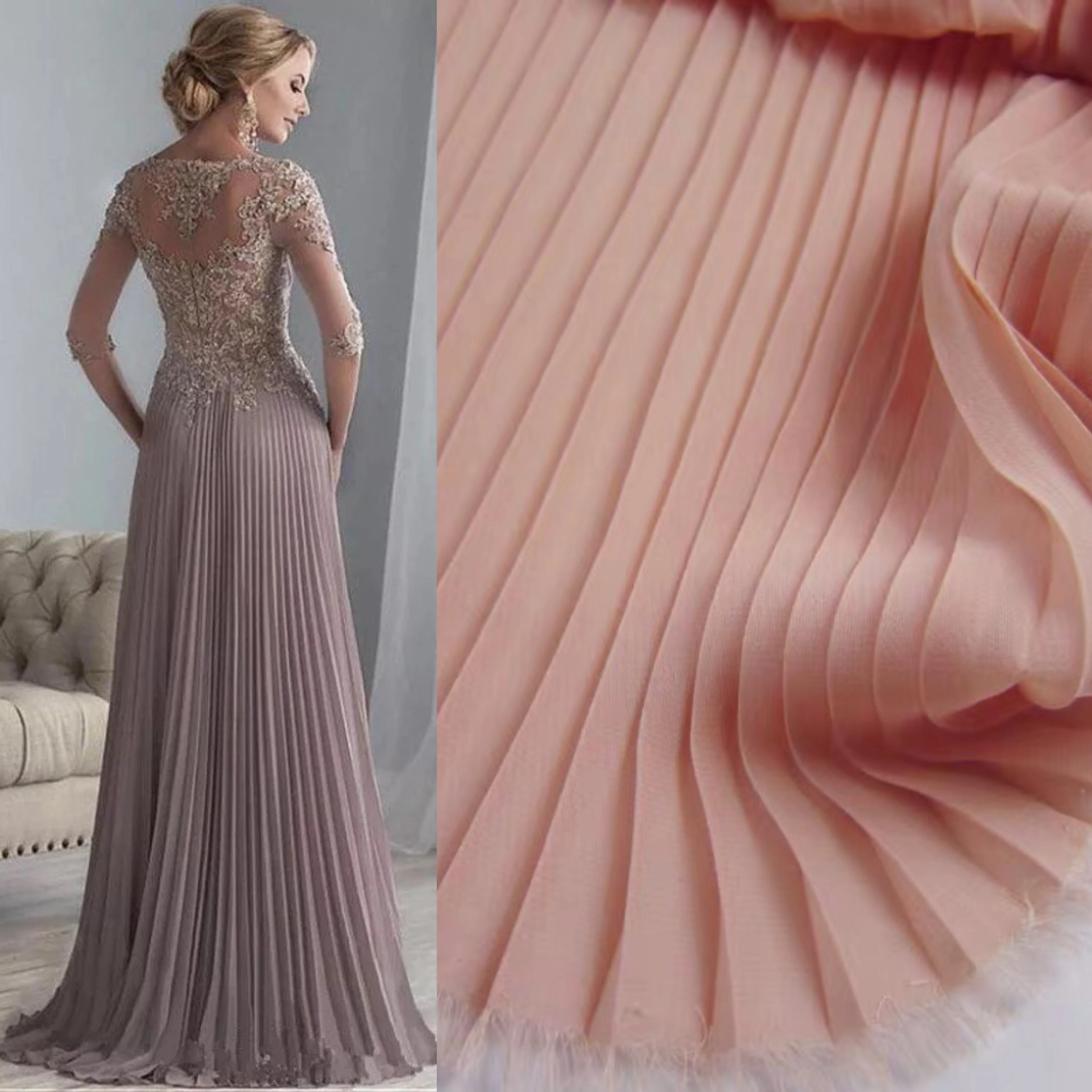 

nude chiffon panel pleated fabric for pleated dress accordion pleats fabric by the yard accordion chiffon fabric