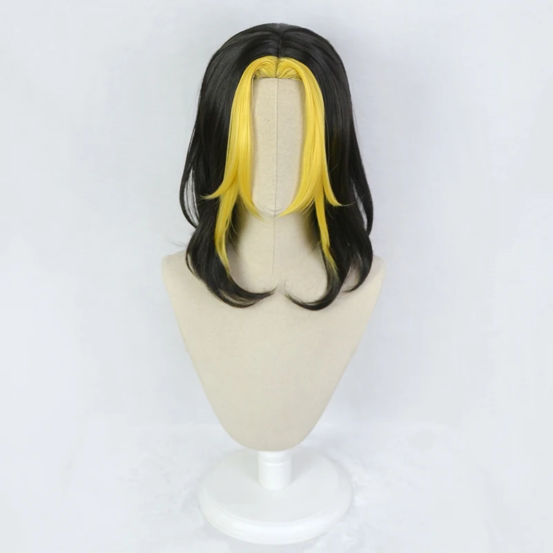 Hanemiya Kazutora Black Yellow Long Wig Cosplay Costume Tokyo Revengers Heat Resistant Synthetic Hair Men Women Party Wigs