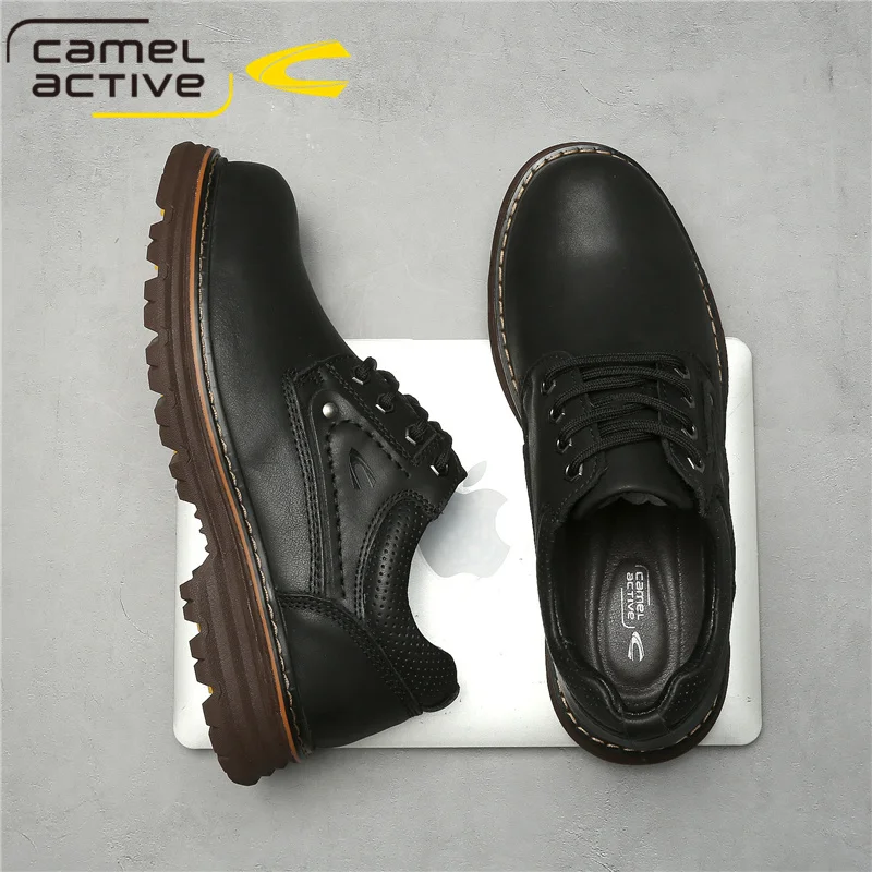 Camel Active Genuine Leather Men\'s Shoes New Fashion Laces Soft Cowhide Lightweight Comfortable Casual Men Business Shoes