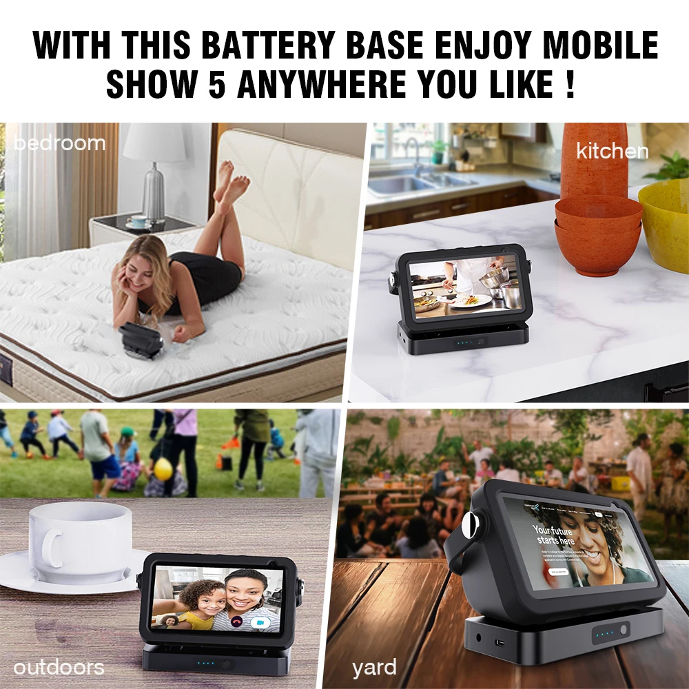 Base batteria Liboer per Echo Show 5 1st/2ndBattery base Alexa Smart Display Speaker 10000mAh carica portatile per Echo show 5