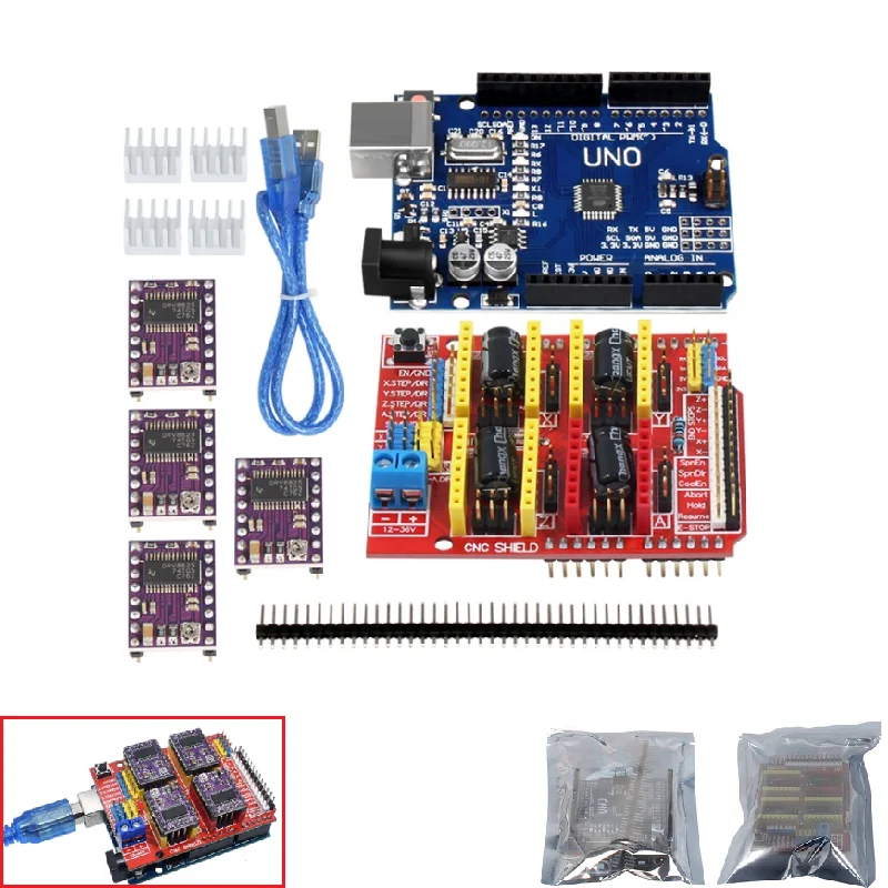 RAMPS Laser Engraving Machine Kit With A4988 DRV8825 Driver CNC Shield V4 V3 UNO R3 For Arduino 3D Printer Expansion Board