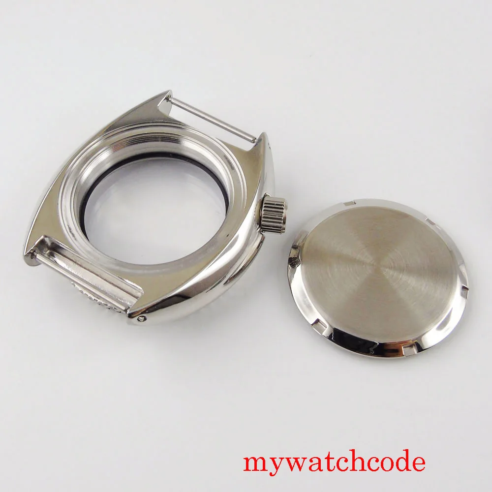 ใหม่24 Jewels NH35A NH36A 45มม.กรณีนาฬิกาสแตนเลสสตีลคริสตัลSapphireกลับหมุนBezelไม่มีแว่นขยาย