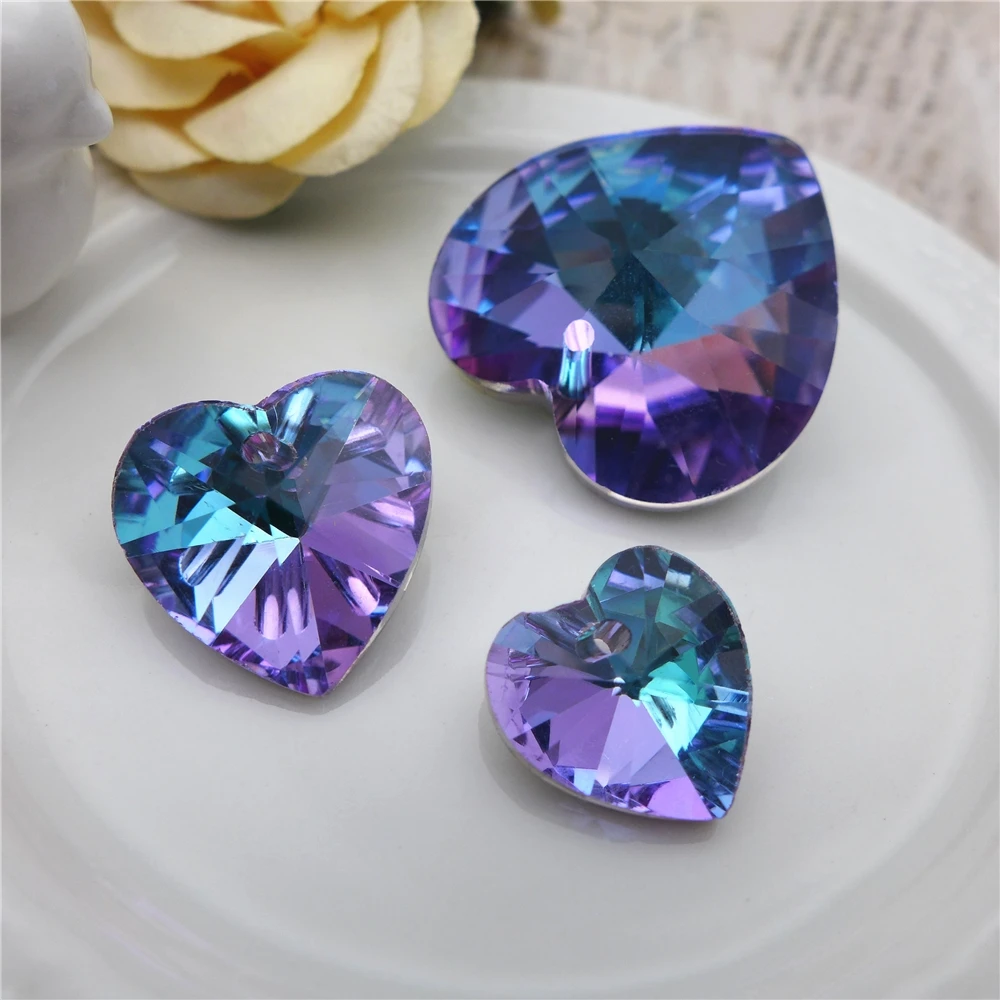 glass heart charm 10/14/18/27 mm crystal love beads jewelry making necklace making supplies earring pendant diy faceted loose